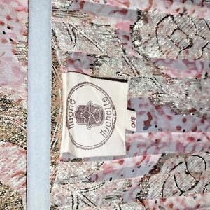 Elegant Pink and Gold Metallic Kimono-Style Outerwear - Size L/XL